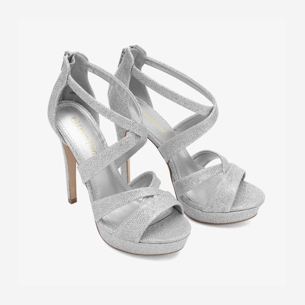 Stiletto Platform Pump Sandals - SILVER GLITTER - 2